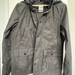 GAP Men's Charcoal Hooded Raincoat